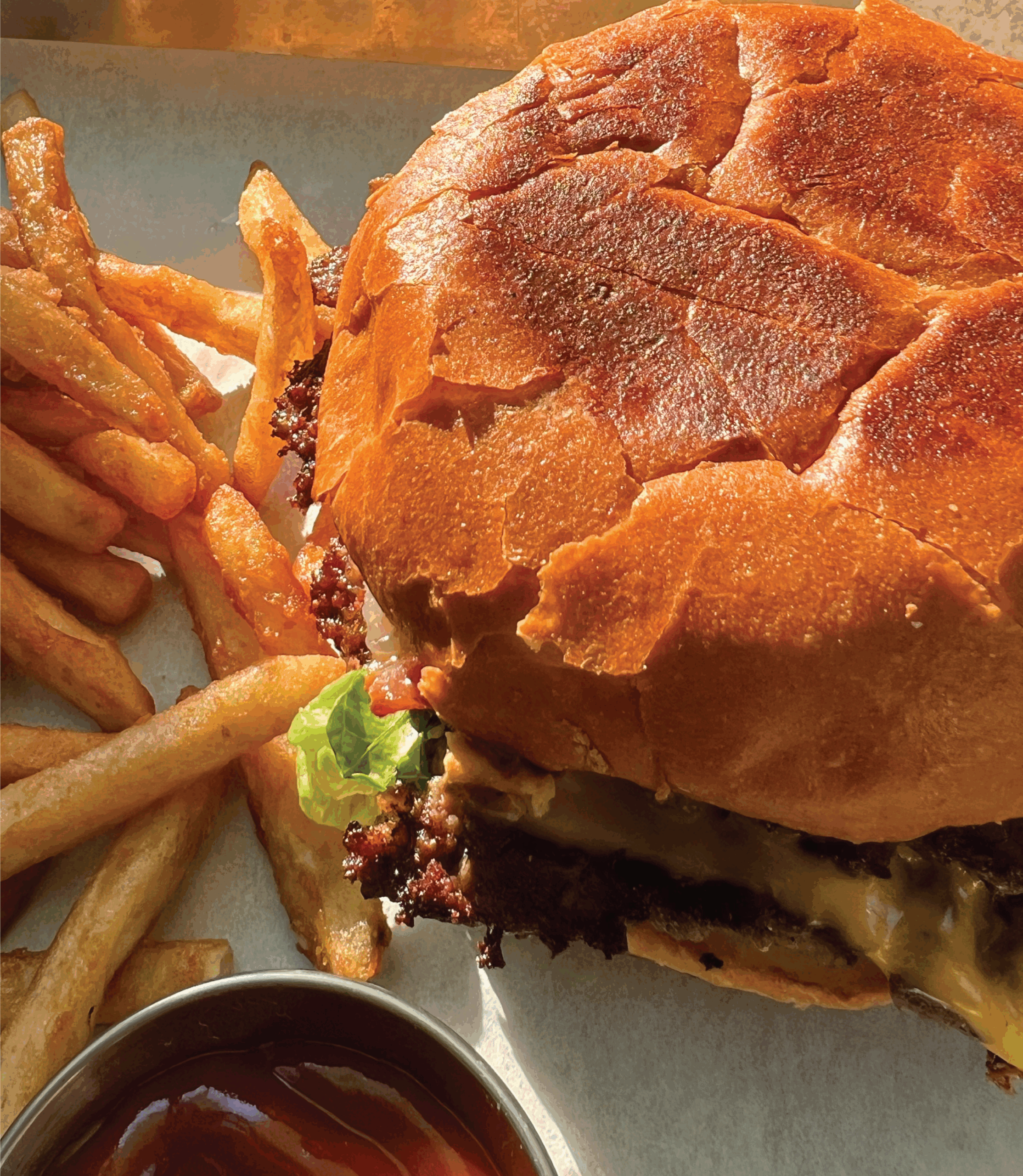 Cheeseburger and french fries